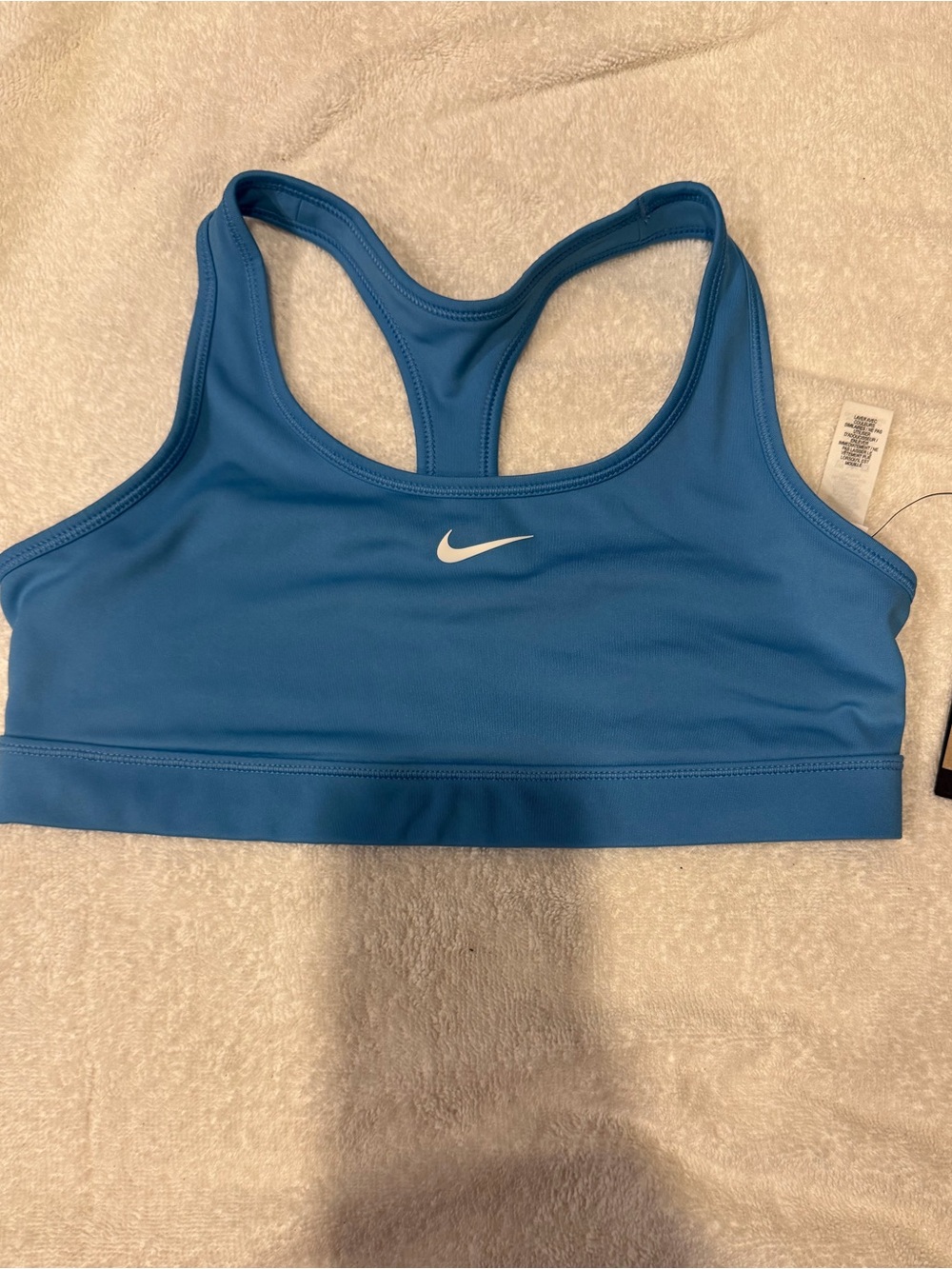 Nike Blue Racerback Sports Bra with White Swoosh